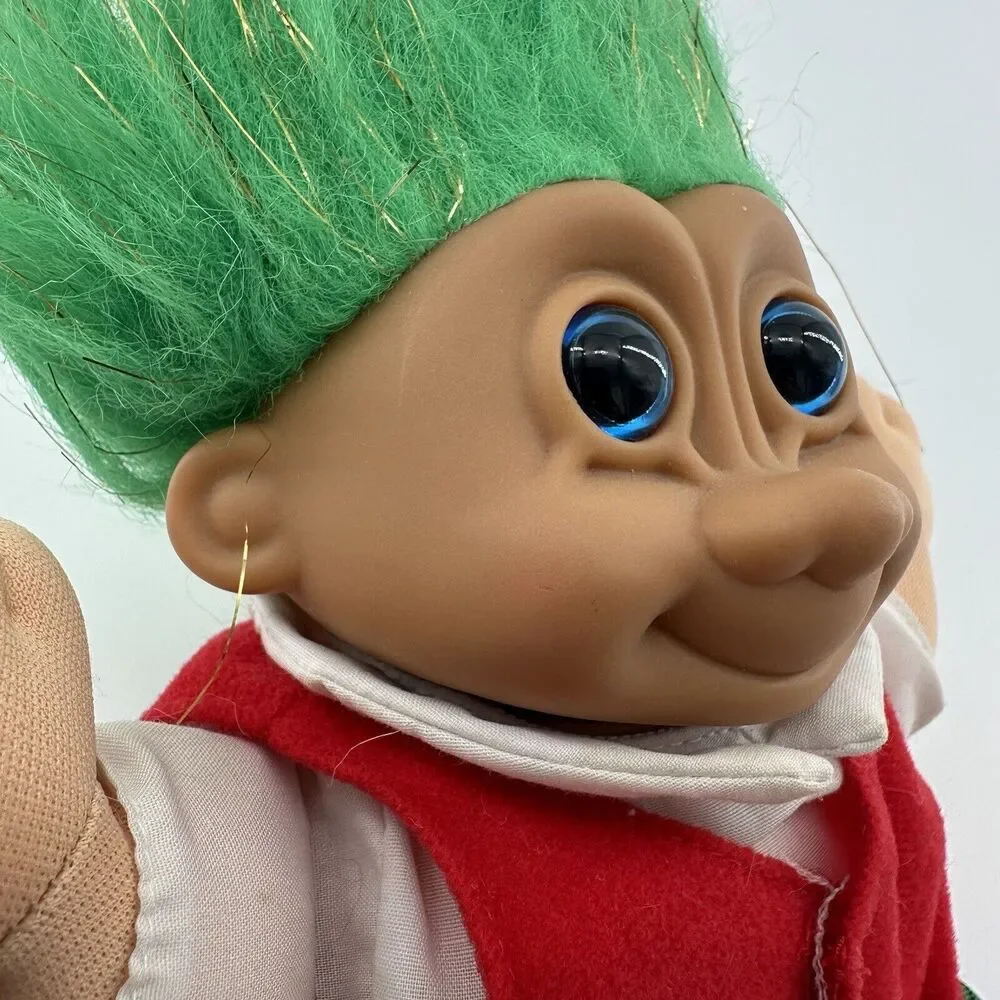 Vintage Russ Troll Kids Doll 10 Inches‎ Plush Green and Silver Hair Soft Body
